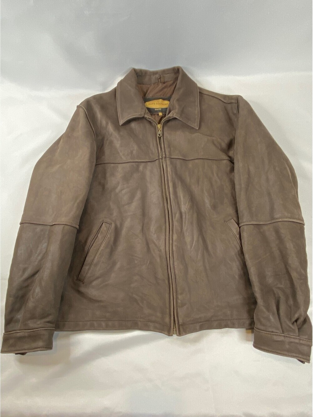 POP's Leather Brown Genuine Leather Men's Jacket Size Large,
